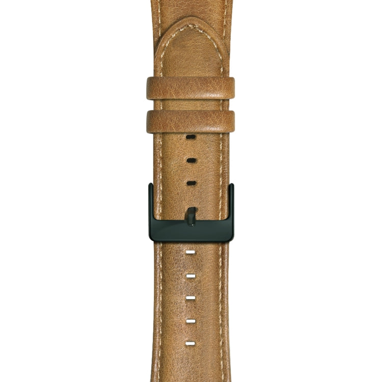 For Apple Watch Ultra 2 49mm Oil Wax Genuine Leather Watch Band(Yellow Brown) by bashfashion