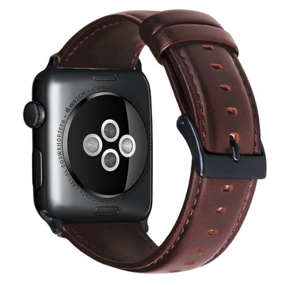 For Apple Watch Ultra 49mm Oil Wax Genuine Leather Watch Band(Red Brown) by bashfashion