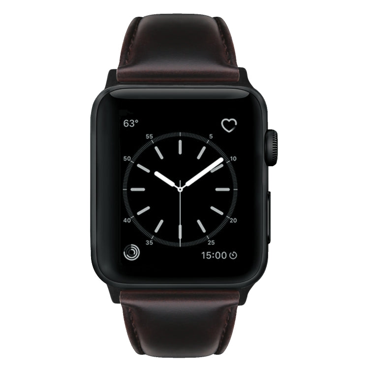 For Apple Watch Ultra 49mm Oil Wax Genuine Leather Watch Band(Dark Brown) by bashfashion