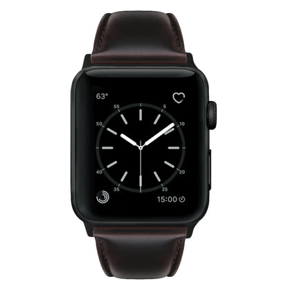 For Apple Watch Ultra 49mm Oil Wax Genuine Leather Watch Band(Dark Brown) by bashfashion