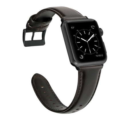 For Apple Watch Ultra 49mm Oil Wax Genuine Leather Watch Band(Dark Brown) by bashfashion