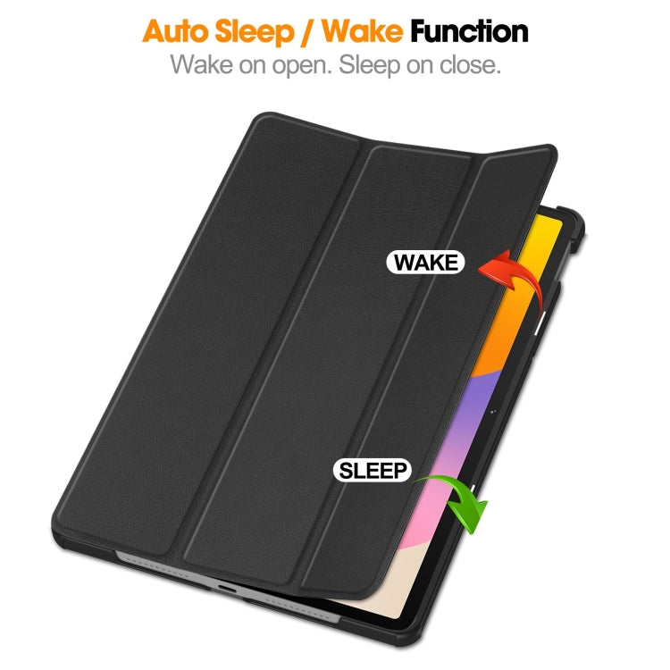 For Huawei Matepad SE 11 Custer Pure Color 3-Fold Holder Smart Leather Tablet Case(Black) by bashfashion