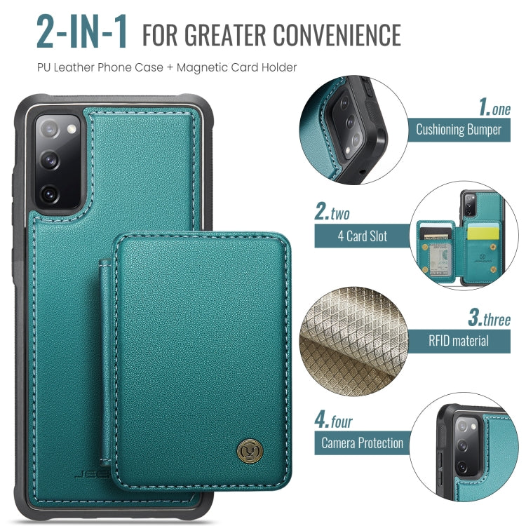For Samsung Galaxy S20 FE JEEHOOD J05 Business Magnetic Style RFID Leather Phone Case(Blue Green) by JEEHOOD