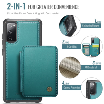 For Samsung Galaxy S20 FE JEEHOOD J05 Business Magnetic Style RFID Leather Phone Case(Blue Green) by JEEHOOD