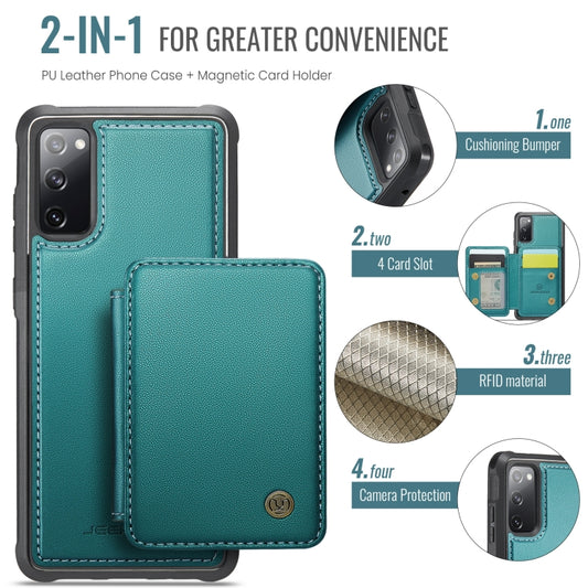 For Samsung Galaxy S20 FE JEEHOOD J05 Business Magnetic Style RFID Leather Phone Case(Blue Green) by JEEHOOD