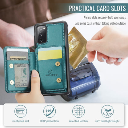 For Samsung Galaxy S20 FE JEEHOOD J05 Business Magnetic Style RFID Leather Phone Case(Blue Green) by JEEHOOD