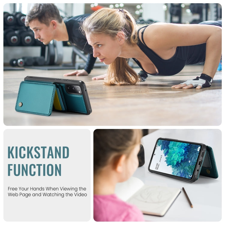 For Samsung Galaxy S20 FE JEEHOOD J05 Business Magnetic Style RFID Leather Phone Case(Blue Green) by JEEHOOD