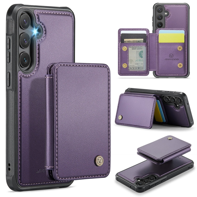 For Samsung Galaxy S23 FE 5G JEEHOOD J05 Business Magnetic Style RFID Leather Phone Case(Purple) by JEEHOOD