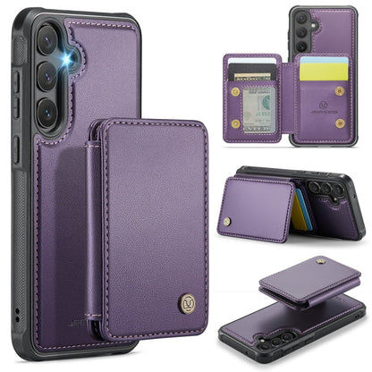 For Samsung Galaxy S23 FE 5G JEEHOOD J05 Business Magnetic Style RFID Leather Phone Case(Purple) by JEEHOOD