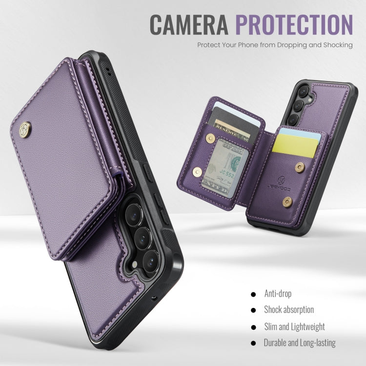 For Samsung Galaxy S23 FE 5G JEEHOOD J05 Business Magnetic Style RFID Leather Phone Case(Purple) by JEEHOOD