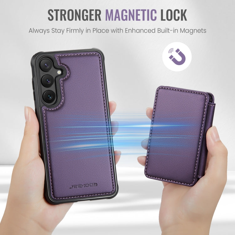 For Samsung Galaxy S23 FE 5G JEEHOOD J05 Business Magnetic Style RFID Leather Phone Case(Purple) by JEEHOOD