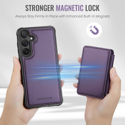 For Samsung Galaxy S23 FE 5G JEEHOOD J05 Business Magnetic Style RFID Leather Phone Case(Purple) by JEEHOOD