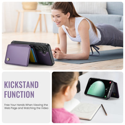 For Samsung Galaxy S23 FE 5G JEEHOOD J05 Business Magnetic Style RFID Leather Phone Case(Purple) by JEEHOOD