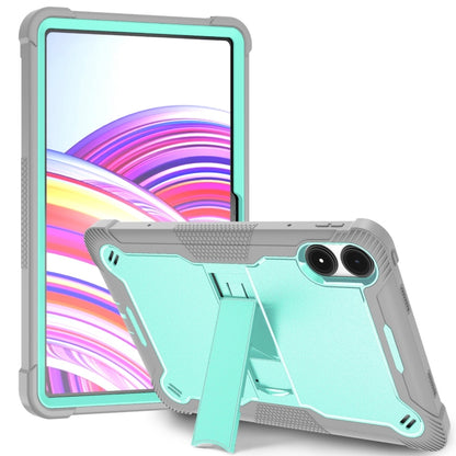 For Xiaomi Redmi Pad Pro 12.1 Shockproof Silicone Hybrid PC Tablet Case with Holder(Mint Green + Grey) by bashfashion