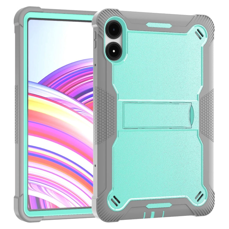 For Xiaomi Redmi Pad Pro 12.1 Shockproof Silicone Hybrid PC Tablet Case with Holder(Mint Green + Grey) by bashfashion