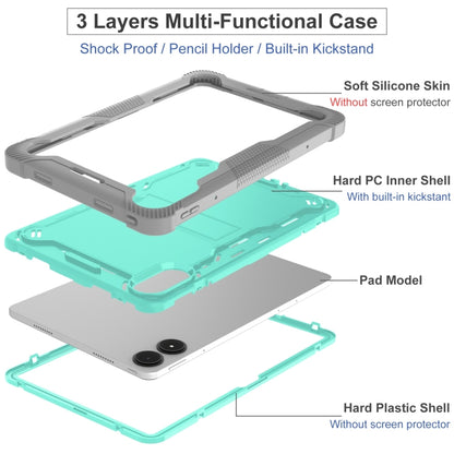 For Xiaomi Redmi Pad Pro 12.1 Shockproof Silicone Hybrid PC Tablet Case with Holder(Mint Green + Grey) by bashfashion