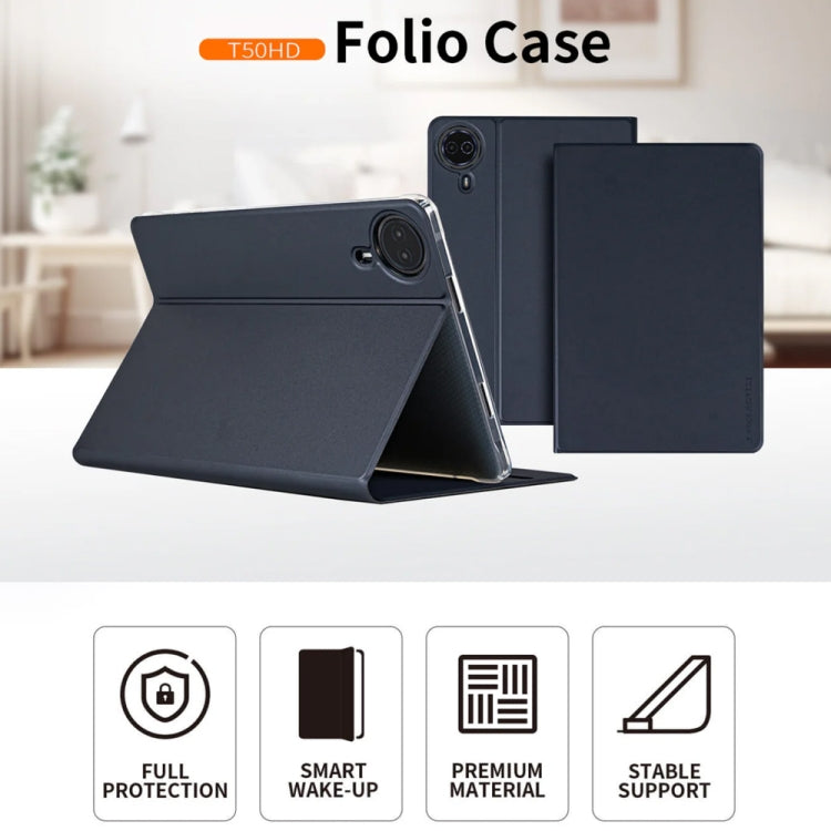 For Teclast T50 HD / T50 Max Anti-slip Texture Smart Tablet Leather Folio Case(Dark Blue) by TECLAST