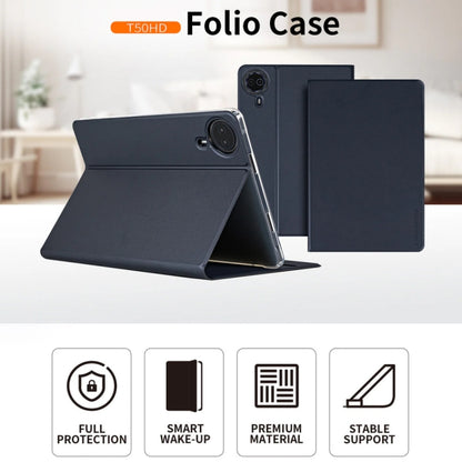 For Teclast T50 HD / T50 Max Anti-slip Texture Smart Tablet Leather Folio Case(Dark Blue) by TECLAST