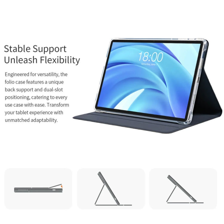 For Teclast T50 HD / T50 Max Anti-slip Texture Smart Tablet Leather Folio Case(Dark Blue) by TECLAST