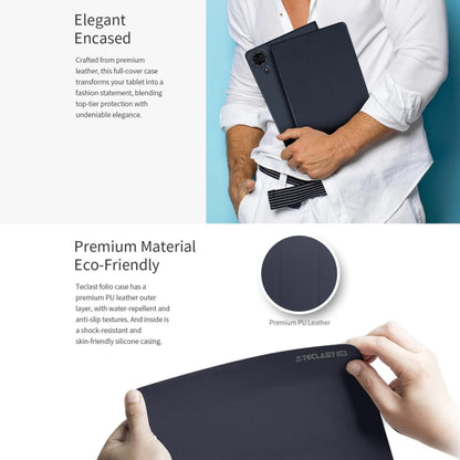 For Teclast T50 HD / T50 Max Anti-slip Texture Smart Tablet Leather Folio Case(Dark Blue) by TECLAST