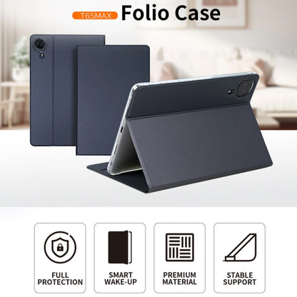 For Teclast T65 Max Anti-slip Texture Smart Tablet Leather Folio Case(Dark Blue) by TECLAST