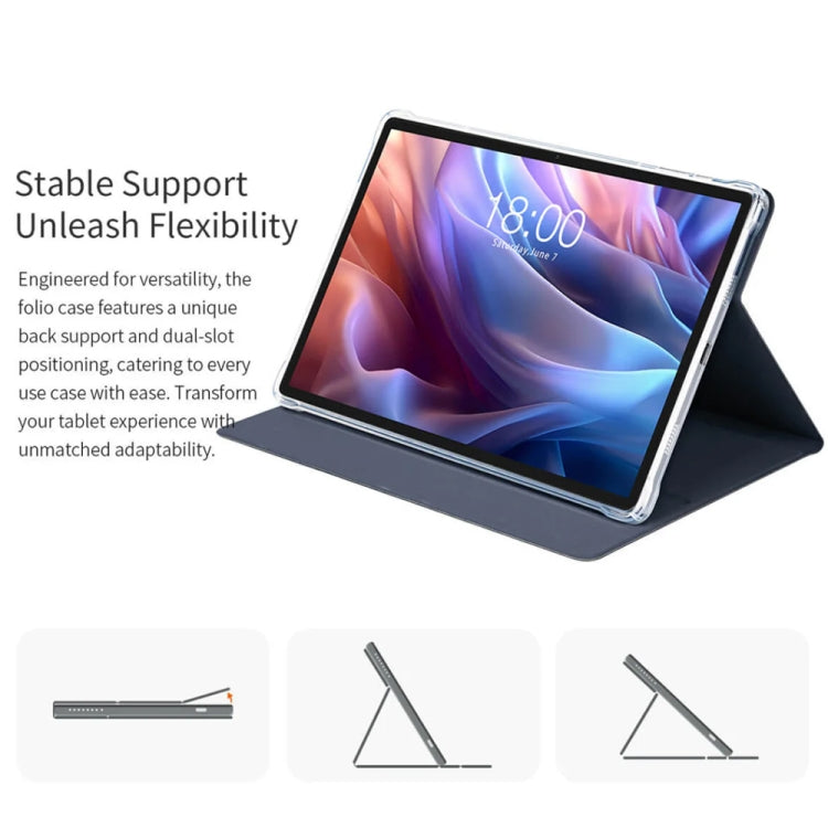 For Teclast T65 Max Anti-slip Texture Smart Tablet Leather Folio Case(Dark Blue) by TECLAST