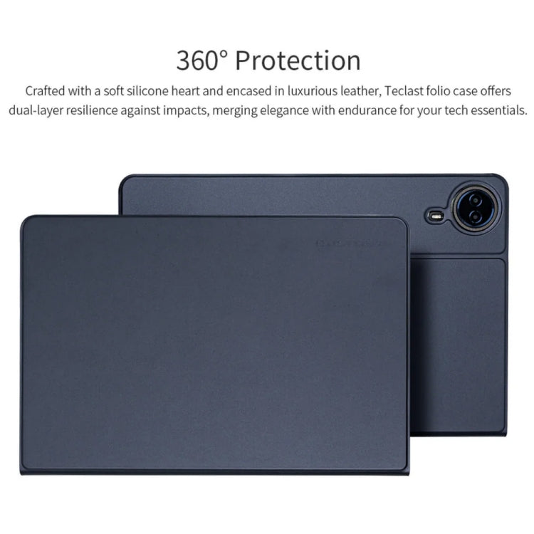 For Teclast T65 Max Anti-slip Texture Smart Tablet Leather Folio Case(Dark Blue) by TECLAST