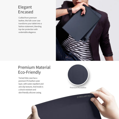 For Teclast T65 Max Anti-slip Texture Smart Tablet Leather Folio Case(Dark Blue) by TECLAST