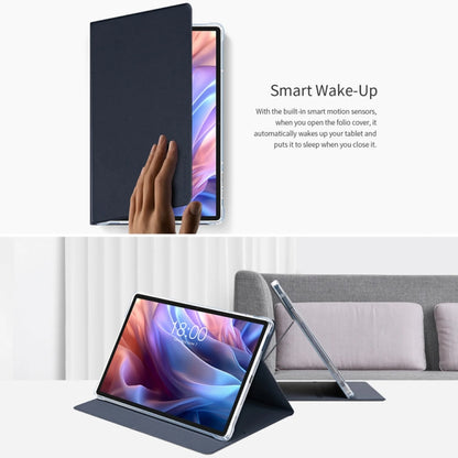 For Teclast T65 Max Anti-slip Texture Smart Tablet Leather Folio Case(Dark Blue) by TECLAST