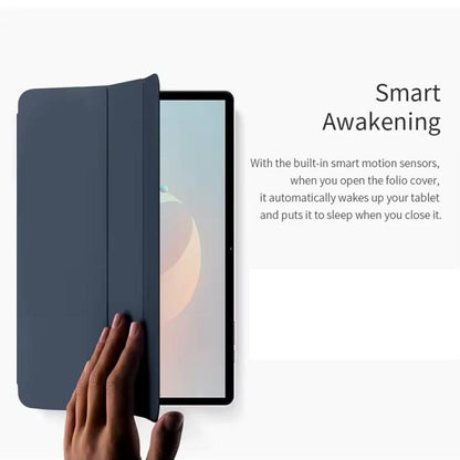 For Teclast P50AI Anti-slip Texture Smart Tablet Leather Folio Case(Dark Blue) by TECLAST