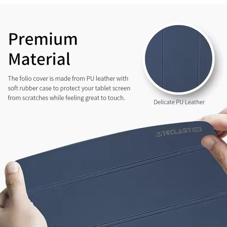 For Teclast P50AI Anti-slip Texture Smart Tablet Leather Folio Case(Dark Blue) by TECLAST