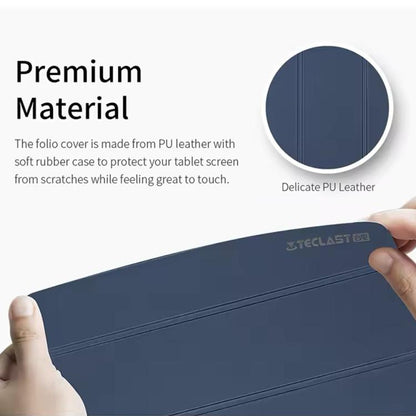 For Teclast P50AI Anti-slip Texture Smart Tablet Leather Folio Case(Dark Blue) by TECLAST