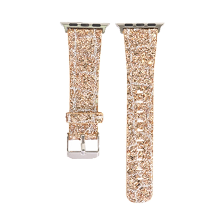 For Apple Watch 5 & 4 44mm / 3 & 2 & 1 42mm Glitter Sequins Leather Watch Band(Rose Gold) by bashfashion