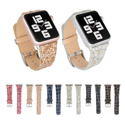 For Apple Watch 5 & 4 44mm / 3 & 2 & 1 42mm Glitter Sequins Leather Watch Band(Rose Gold) by bashfashion