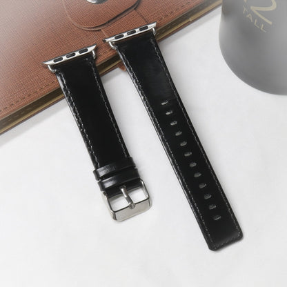 For Apple Watch 5 & 4 44mm / 3 & 2 & 1 42mm Square Tail Retro Crazy Horse Texture Leather Watch Band(Black) by bashfashion