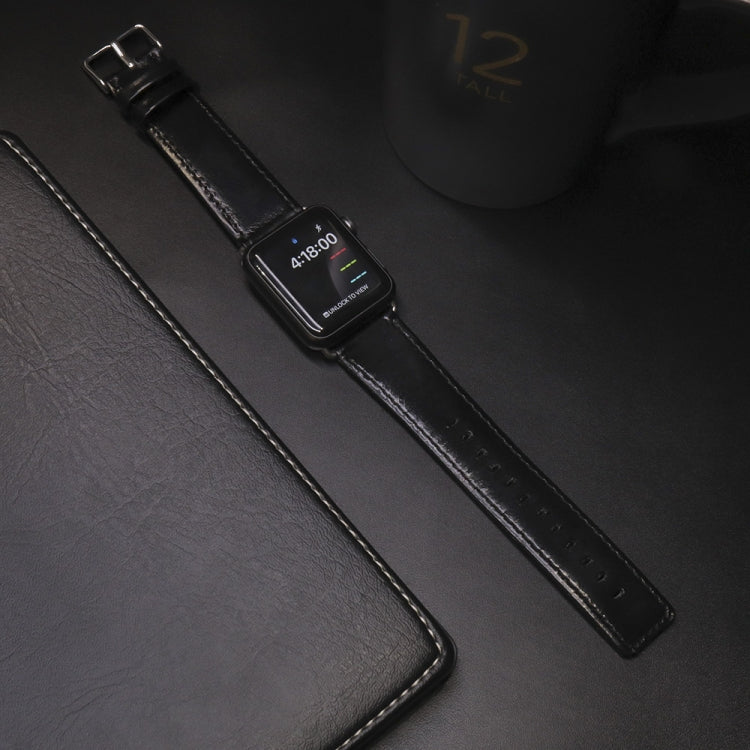 For Apple Watch 5 & 4 44mm / 3 & 2 & 1 42mm Square Tail Retro Crazy Horse Texture Leather Watch Band(Black) by bashfashion