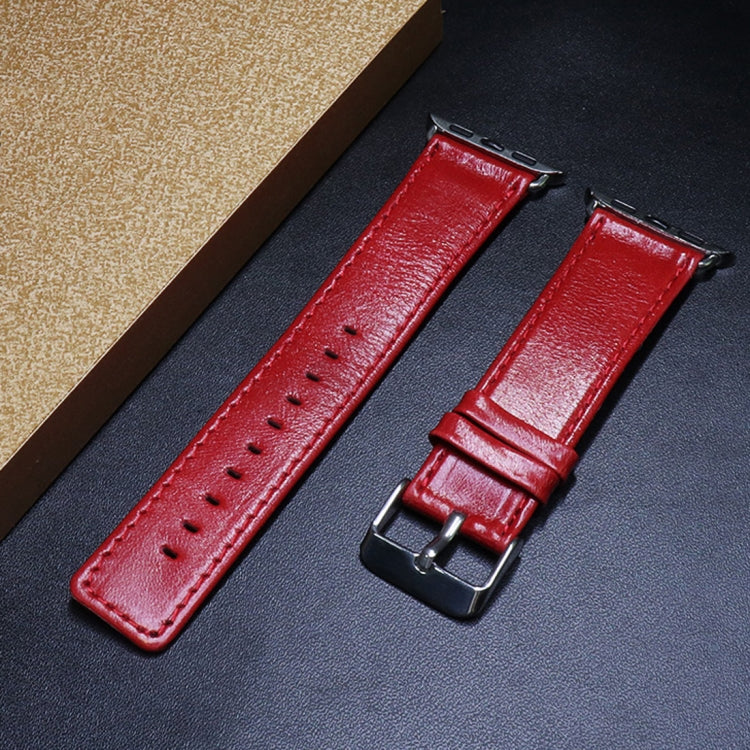 For Apple Watch 5 & 4 44mm / 3 & 2 & 1 42mm Square Tail Retro Crazy Horse Texture Leather Watch Band(Red) by bashfashion