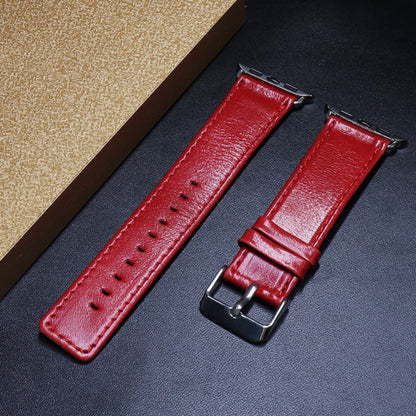 For Apple Watch 5 & 4 44mm / 3 & 2 & 1 42mm Square Tail Retro Crazy Horse Texture Leather Watch Band(Red) by bashfashion