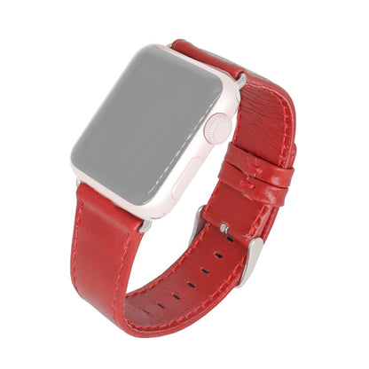 For Apple Watch 5 & 4 44mm / 3 & 2 & 1 42mm Square Tail Retro Crazy Horse Texture Leather Watch Band(Red) by bashfashion