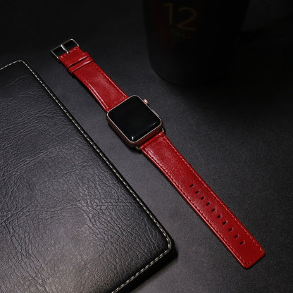 For Apple Watch 5 & 4 44mm / 3 & 2 & 1 42mm Square Tail Retro Crazy Horse Texture Leather Watch Band(Red) by bashfashion