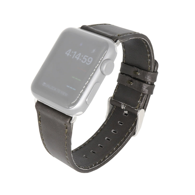 For Apple Watch 5 & 4 44mm / 3 & 2 & 1 42mm Square Tail Retro Crazy Horse Texture Leather Watch Band(Grey) by bashfashion
