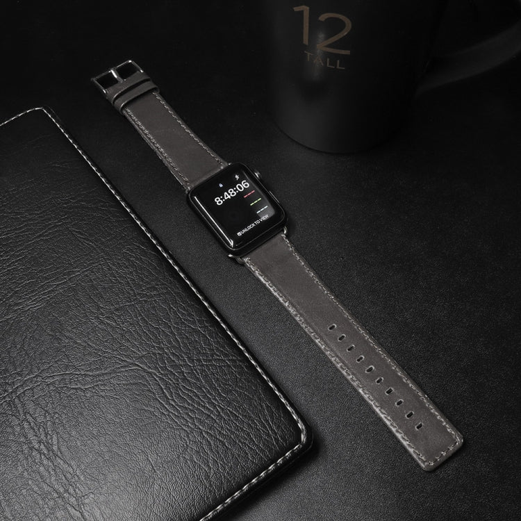 For Apple Watch 5 & 4 44mm / 3 & 2 & 1 42mm Square Tail Retro Crazy Horse Texture Leather Watch Band(Grey) by bashfashion