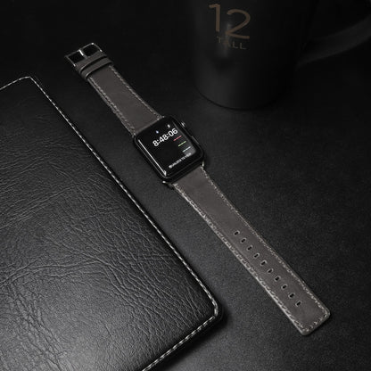 For Apple Watch 5 & 4 44mm / 3 & 2 & 1 42mm Square Tail Retro Crazy Horse Texture Leather Watch Band(Grey) by bashfashion
