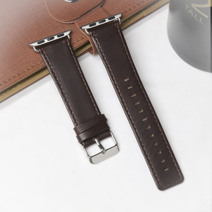 For Apple Watch 5 & 4 44mm / 3 & 2 & 1 42mm Square Tail Retro Crazy Horse Texture Leather Watch Band(Dark Brown) by bashfashion