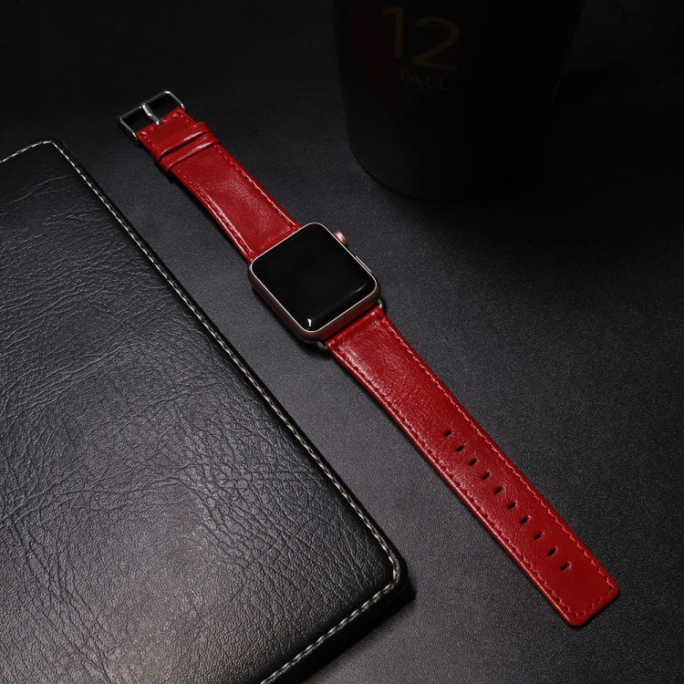 For Apple Watch Series 9&8&7 41mm / SE 3&SE 2&6&SE&5&4 40mm / 3&2&1 38mm Square Tail Retro Crazy Horse Texture Leather Watch Band(Red) by bashfashion