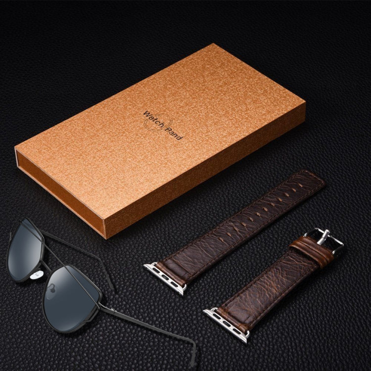 For Apple Watch Series 7 41mm / 6 & SE & 5 & 4 40mm / 3 & 2 & 1 38mm Square Tail Retro Crazy Horse Texture Leather Watch Band(Dark Brown) by bashfashion
