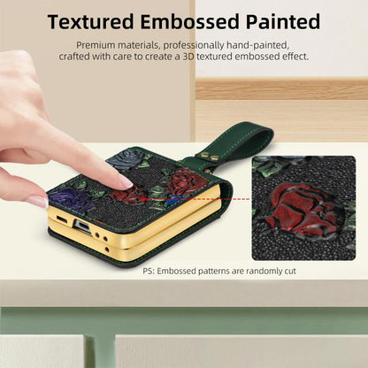 For Samsung Galaxy Z Flip6 VIETAO Integrated Embossed Pattern Full Coverage Phone Case with Wrist Strap(Black) by VIETAO