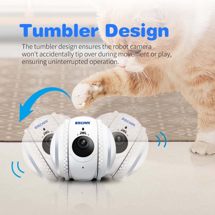 ESCAM QF011 2MP Smart Pet Robot Camera with Night Vision & APP Remote Control(EU Plug) by ESCAM