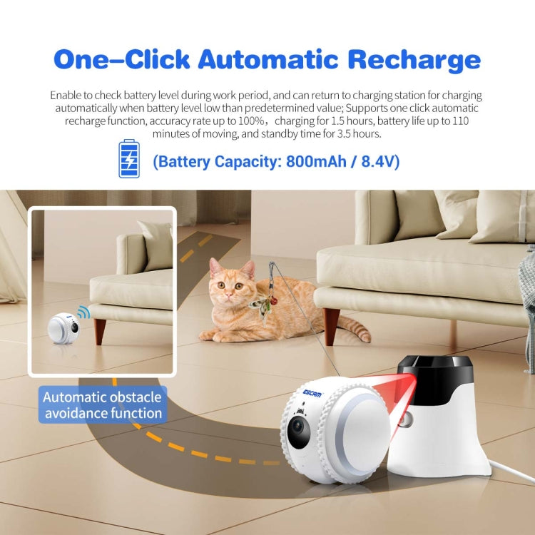 ESCAM QF011 2MP Smart Pet Robot Camera with Night Vision & APP Remote Control(EU Plug) by ESCAM