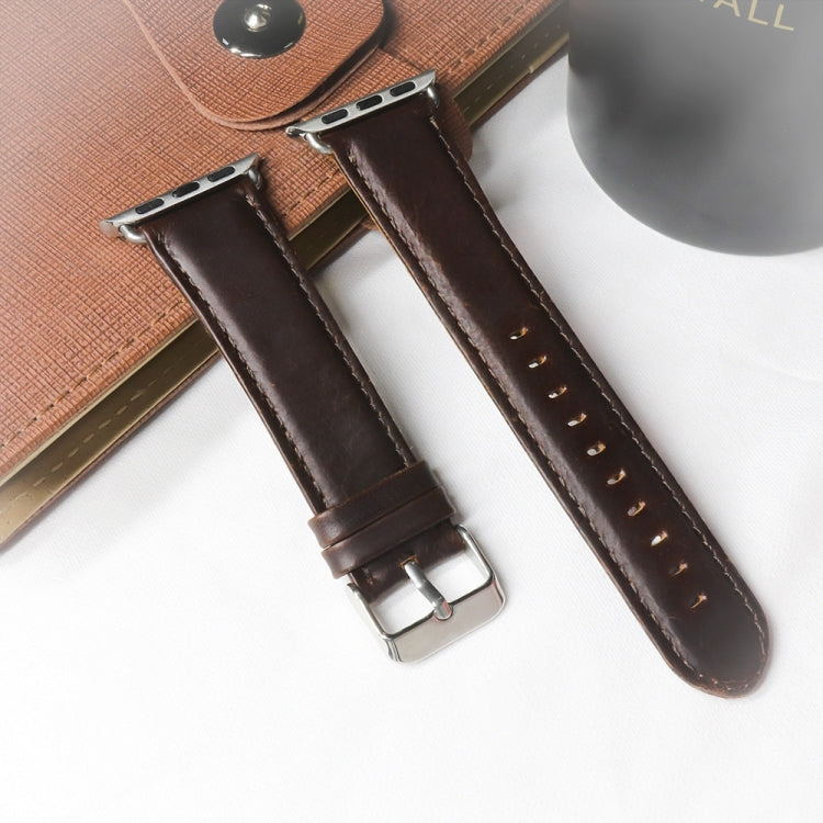 For Apple Watch 5 & 4 44mm / 3 & 2 & 1 42mm Round Tail Retro Crazy Horse Texture Leather Watch Band(Dark Brown) by bashfashion